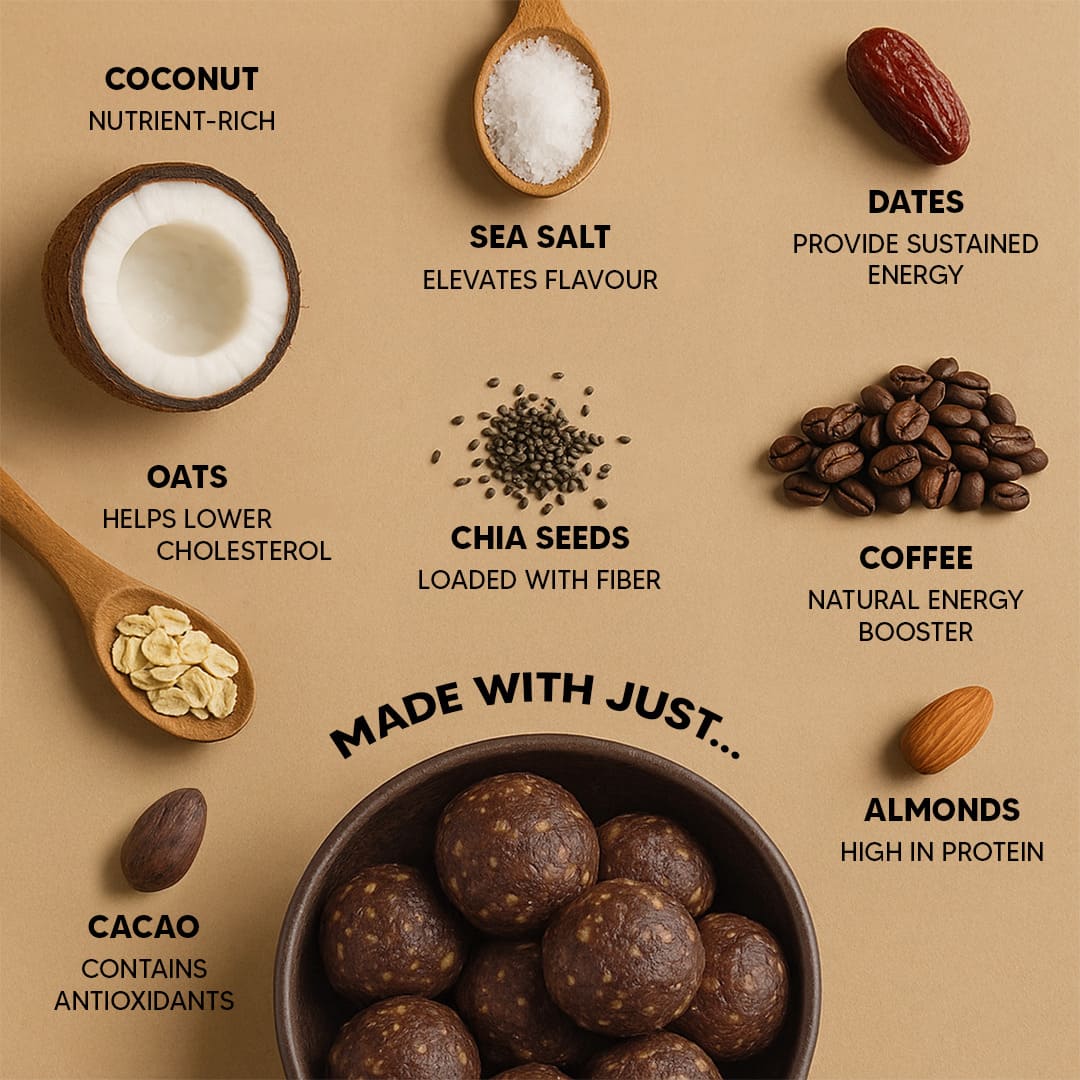 Coffee Almond Laddoos  - No Added Sugar | Dates, Dry-Fruits & Nuts Laddoo - Image 3