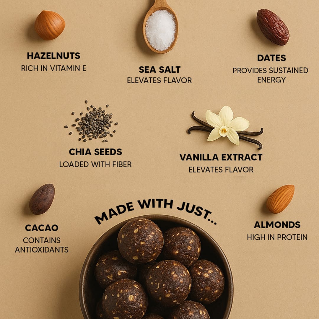 Hazelnut Chocolate Laddoos - No Added Sugar | Dates, Dry-Fruits & Nuts Laddoo - Image 3