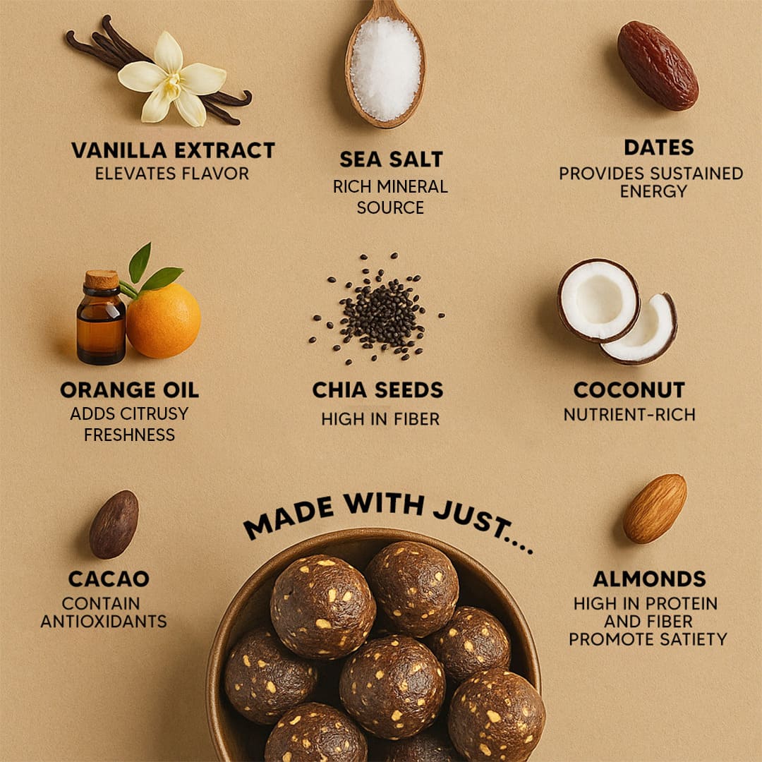 Orange Chocolate Laddoos - No Added Sugar | Dates, Dry Fruits & Nuts Laddoo - Image 3