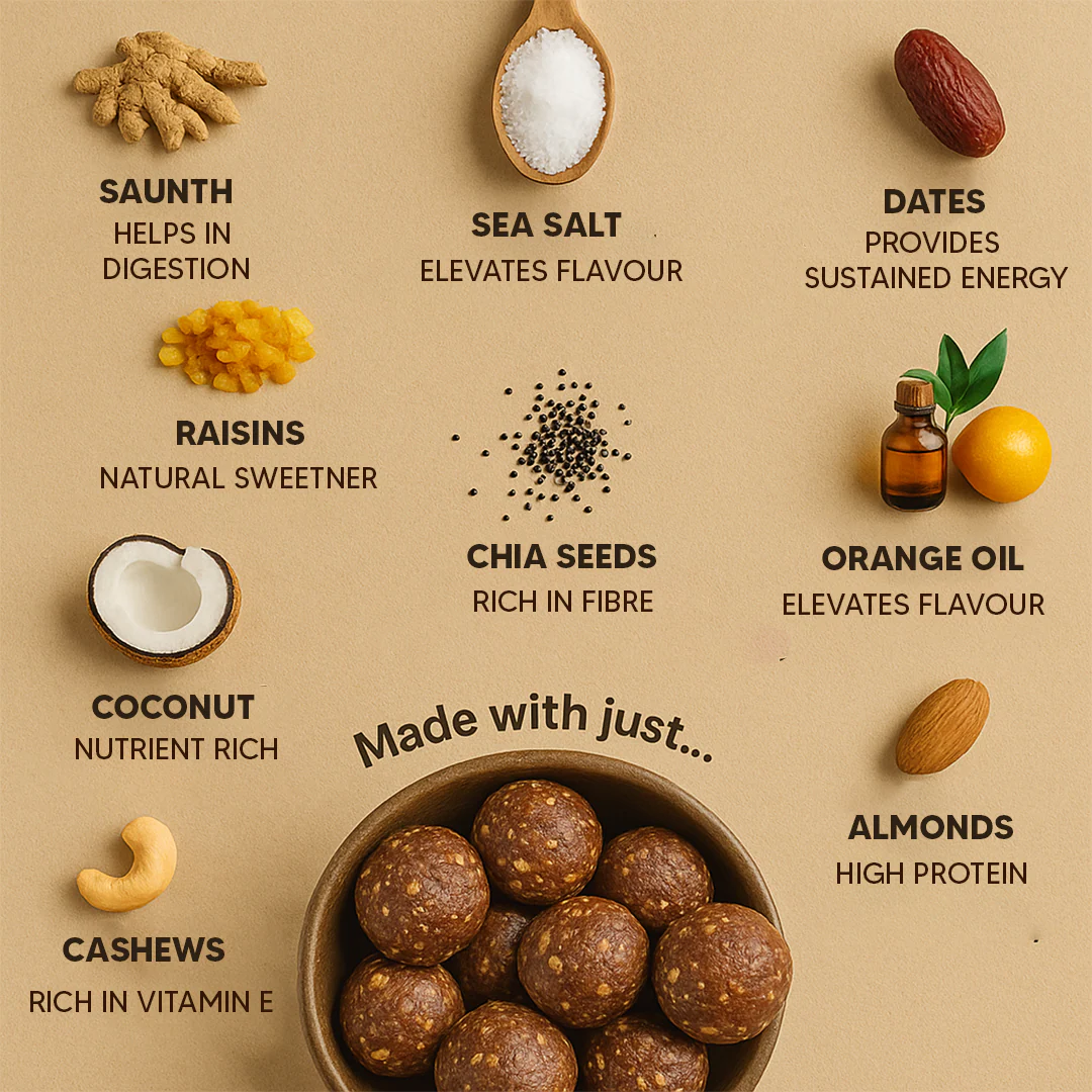 Orange Ginger Laddoos - No Added Sugar | Dates, Dry-Fruits & Nuts Laddoo - Image 3