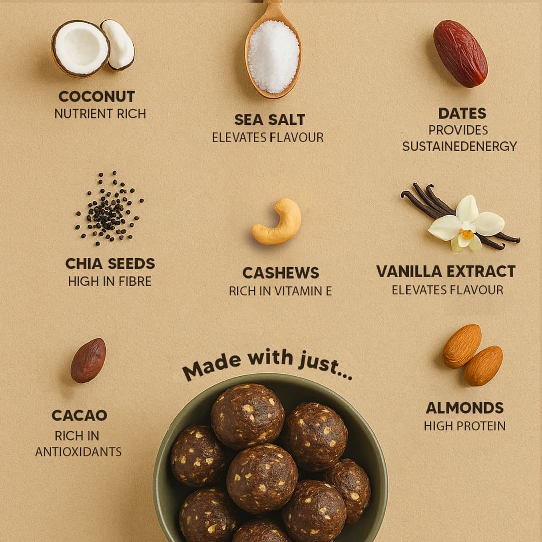 Vanilla Chocolate Laddoos - No Added Sugar | Dates, Dry-Fruits & Nuts Laddoo - Image 3