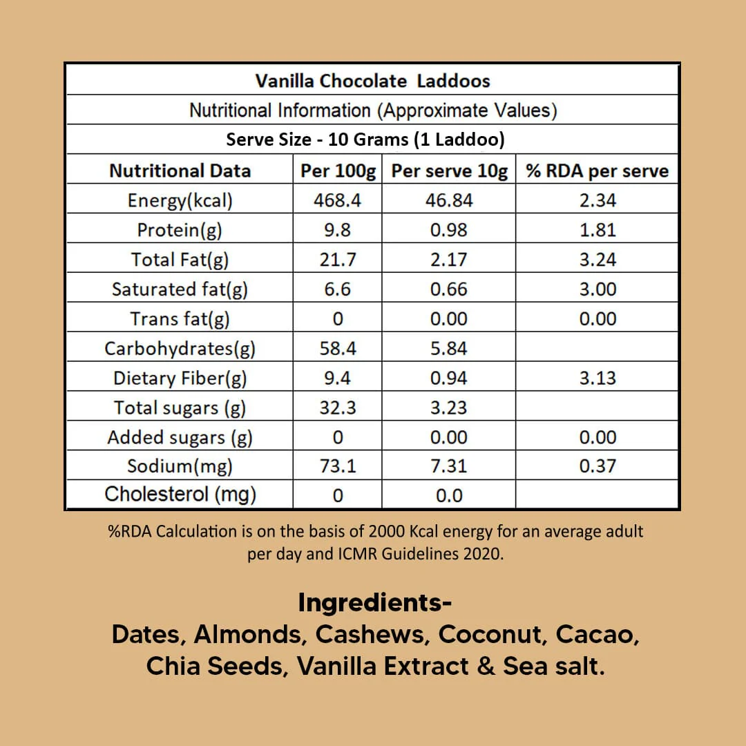 Vanilla Chocolate Laddoos - No Added Sugar | Dates, Dry-Fruits & Nuts Laddoo - Image 6