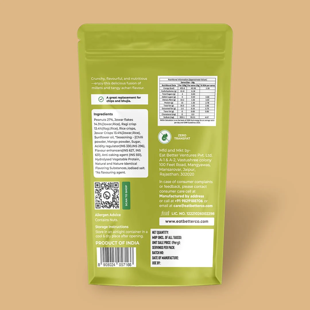 Millet Namkeen - Mango Achaari - 4 Packets (4 x 100 grams) - Image 9