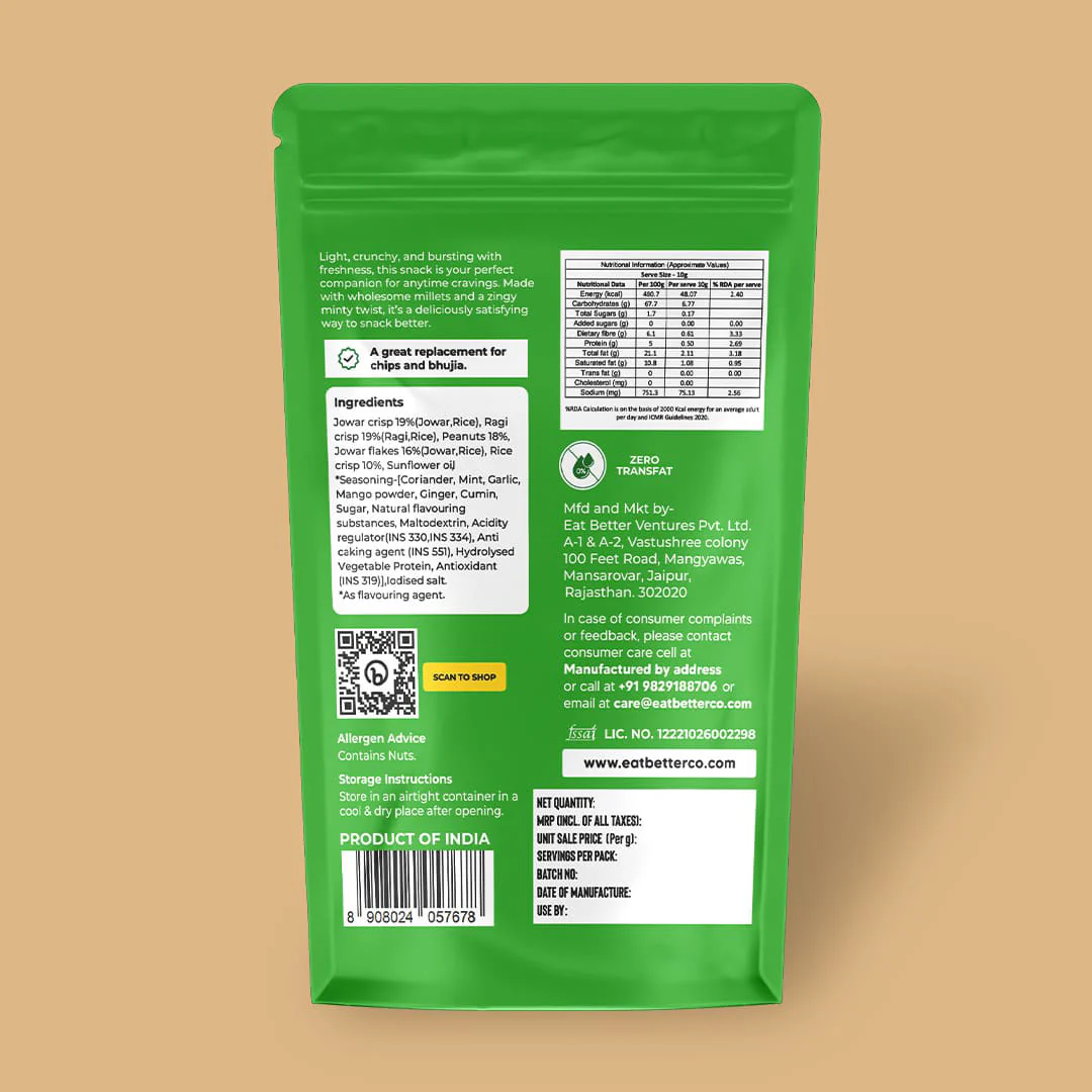 Millet Namkeen - Pudina Punch - 4 Packets (4 x 100 grams) - Image 9